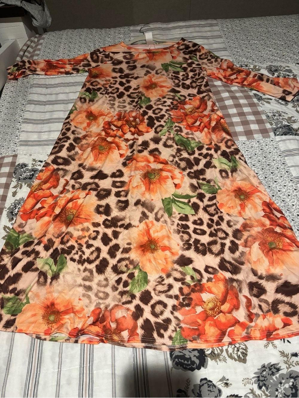 K&K Boutique Leopard Floral Modest Dress – Size Small – NWT